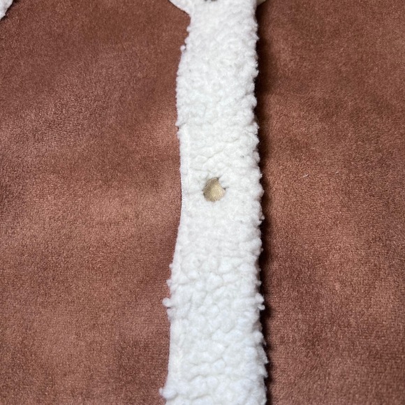 btween Sherpa Lined Faux Suede Vest Girls Large Brown Button Front Western Boho - Picture 8 of 13